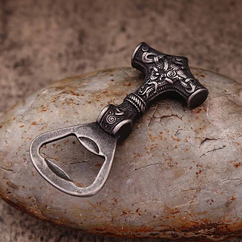 Fashion Vintage Nordic Viking Thor\'s Hammer Bottle Opener Punk 316L Stainless Steel Corkscrew Cool Gift Accessories Dropshipping