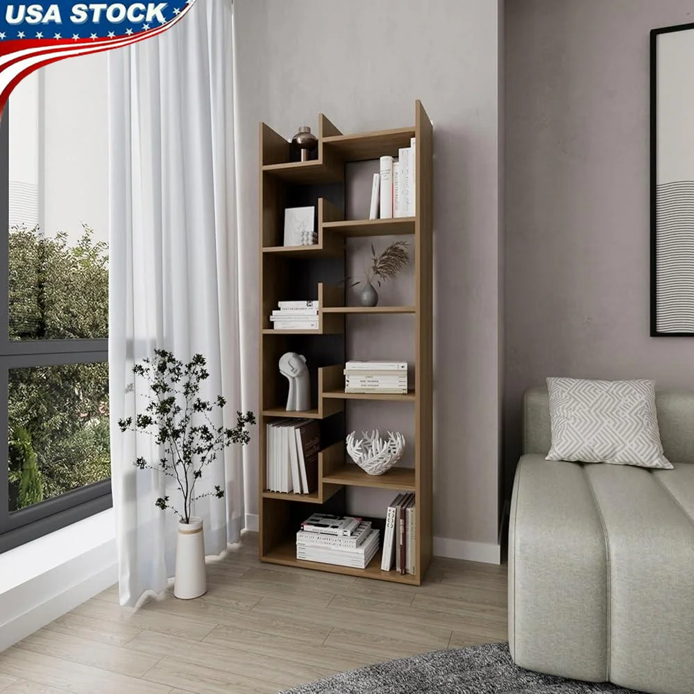 ตู้หนังสือสูง 6 ชั้นหน่วยจัดเก็บขนาดกะทัดรัดเฟอร์นิเจอร์สํานักงานที่ทันสมัยโครงสร้างแข็งแรงทนทานเปิด Cubbies ชั้นวางอเนกประสงค์ทนทาน