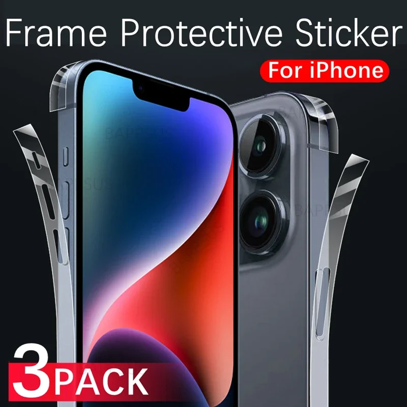 Side Film Phone Protective Frame Film Anti Scratch Edge Protection Border Sticker for iPhone 16 15 14 Plus 13 12 Pro Max 16PM