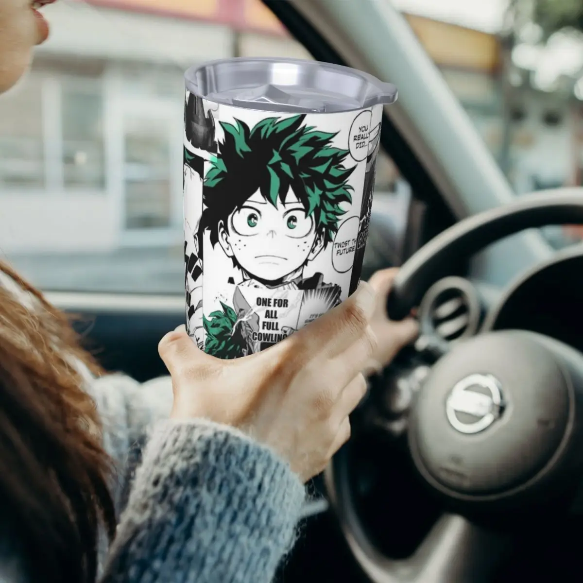 

My Hero Academia Deku Manga Коллаж Стакан из нержавеющей стали Вакуумная изоляционная кружка Термальная холодная бутылка Соломенная с крышкой 20 унций