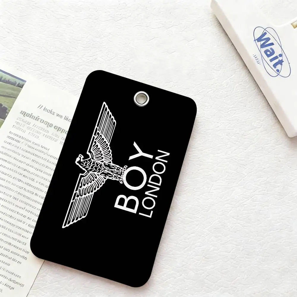 Punk Brand B-Boy L-London 1Pc PU Leather Card Holder Keychain Key Ring Door Lock Access Tags ID Card Case Keychain Card