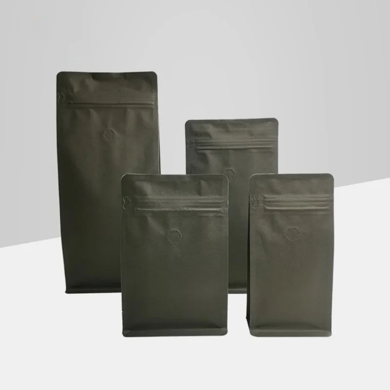 StoBag 20pcs Black Kraft Paper Coffee Beans Bag Packaging Ziplock Sealed for Powder Food Nuts Storage Reusable Pouch Portable