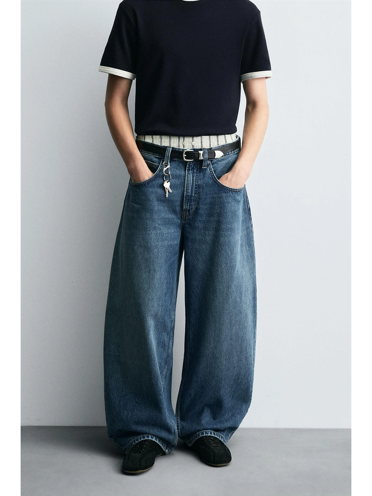 

Новинка: Мужские свободные джинсовые брюки-баллоны из хлопка, повседневные, осень 2025, модная мужская одежда