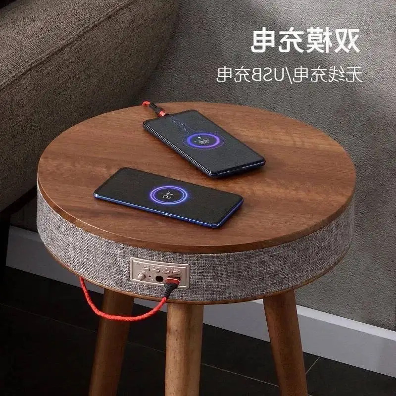 Creative Smart Coffee Table with Hifi Bluetooth Speaker Wireless Charging Nordic Style Living Room Side Table with Stereo Audio