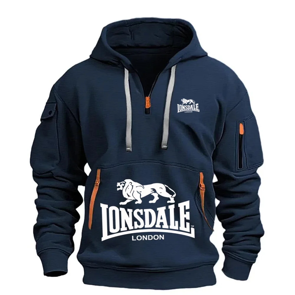 Neuer Herren-Hoodie, lockerer Pullover, lässiges Sweatshirt mit mehreren Taschen, Herbst- und Wintermode, lockerer Outdoor-Fitness-Hoodie