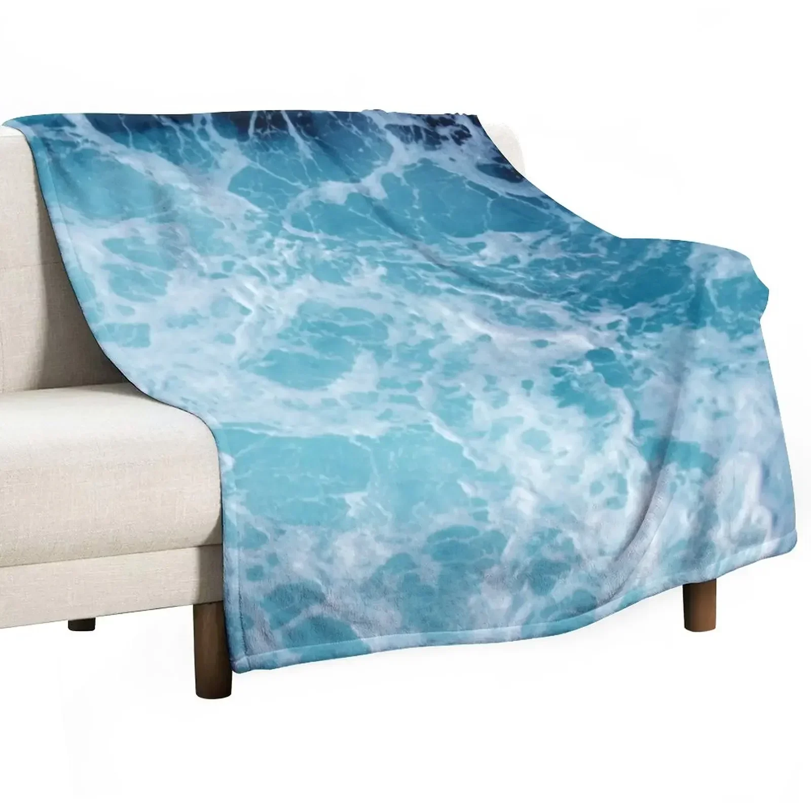 New Blue Ocean Summer Beach Waves Throw Blanket Camping Quilt Blankets