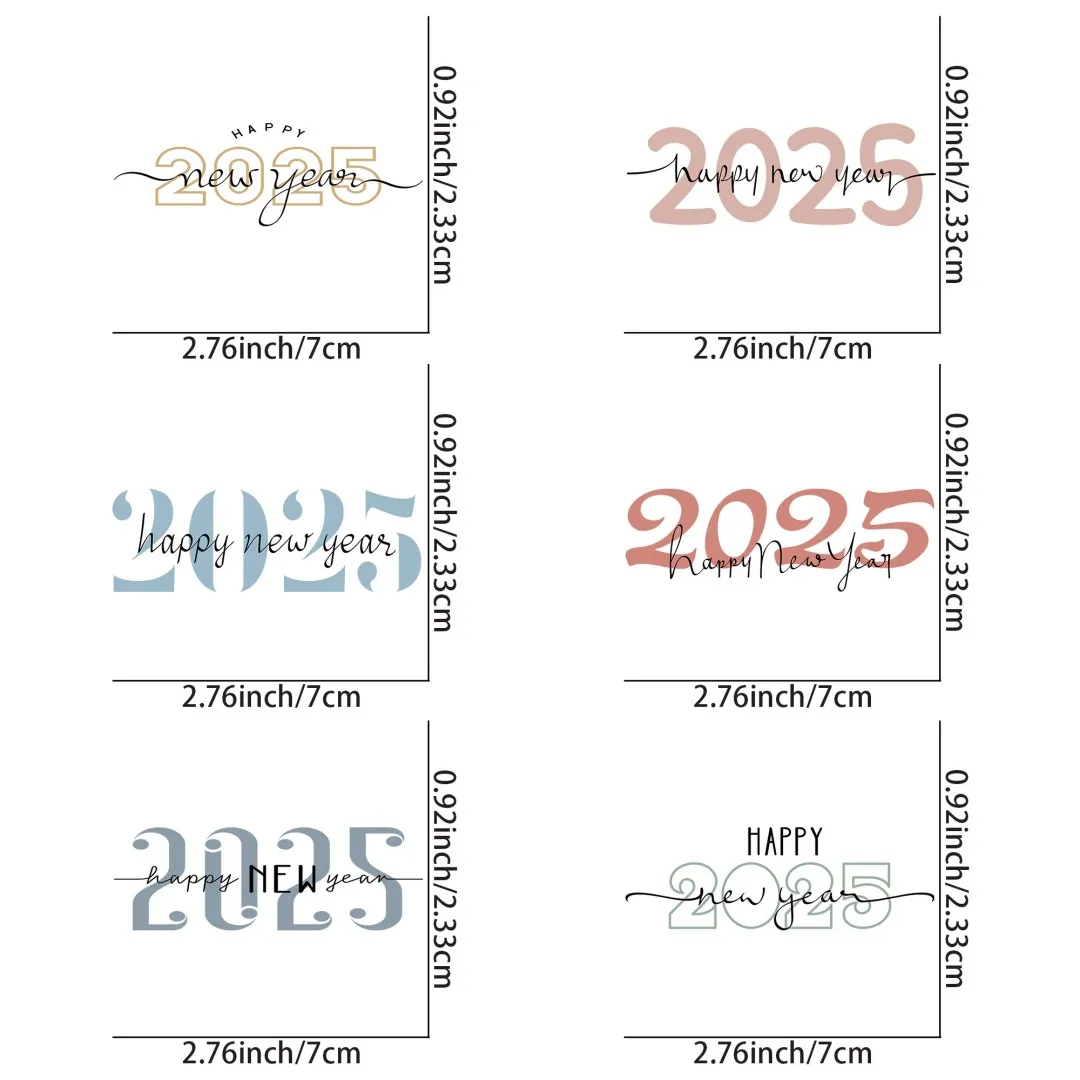 Happy New Year 2025 DIY Stickers Shirt Clothes Patch Girls Backpack Pillow Washable Heat Transfer Printing