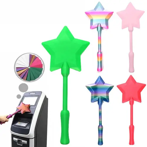 Imagen 2 del producto Soporte de tarjeta de crédito telescópico portátil y ligero con diseño de varita mágica estrella, divertido y creativo, impreso en 3D, con función de pago sin contacto.