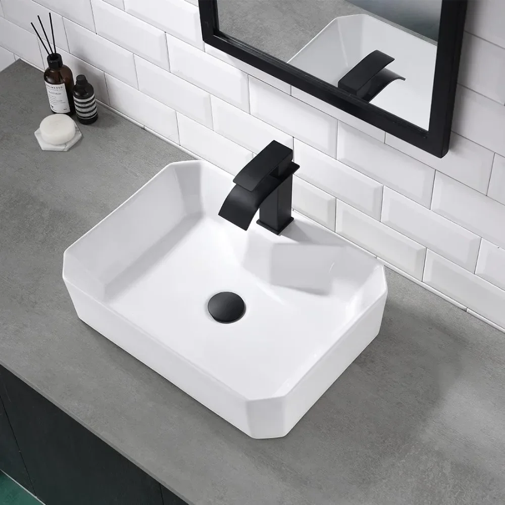 Porcelain Bowl Bathroom Balcony Art Basin Vanity Sink Combo With Black Faucet & Drainer Washbasins Washbasin Home