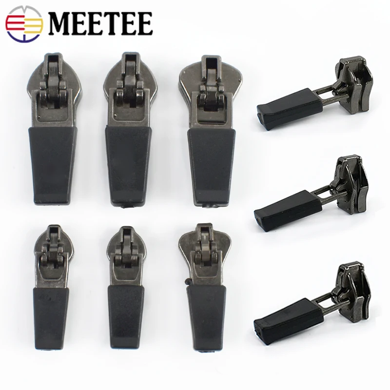 

20-50Pcs 3# 5# Black Nylon Zipper Head Resin Zip Puller Reverse Zips Slider Smooth Pullers Zippers Repair Kit Sewing Accessories