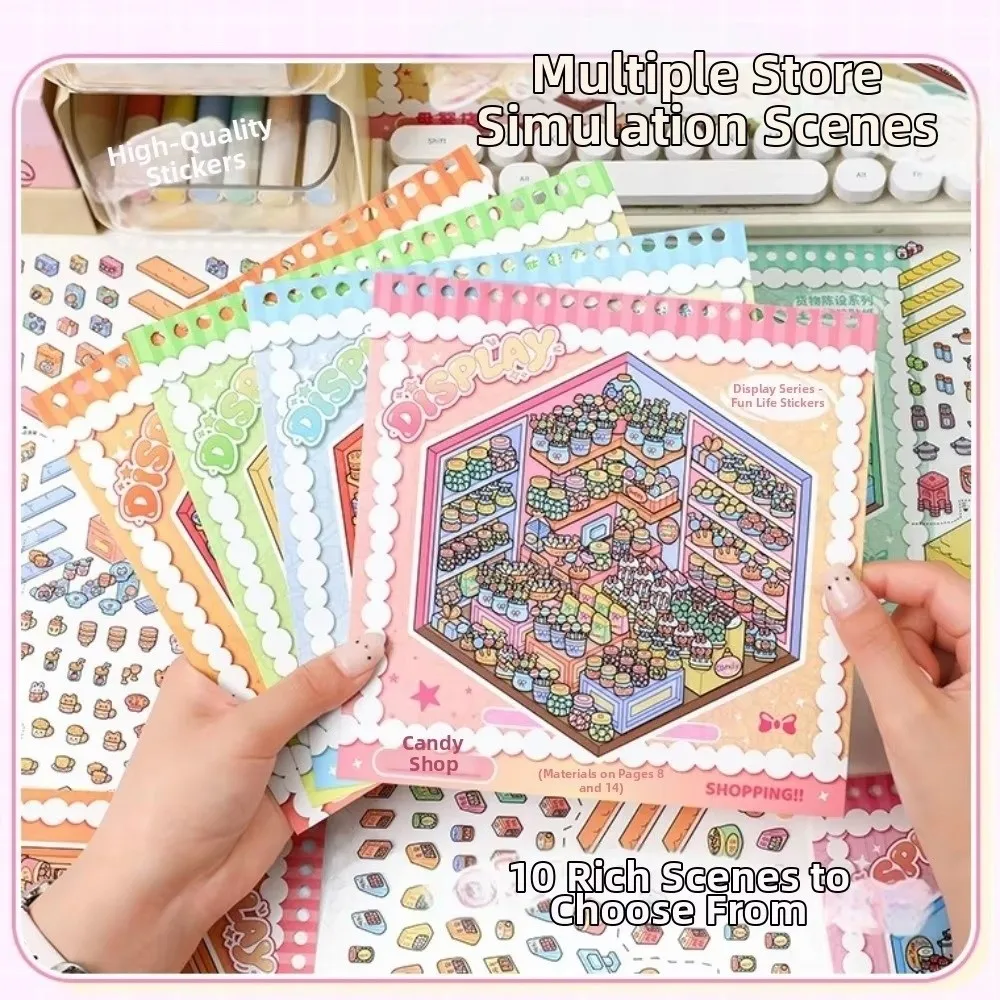 3D Cut Store Code Goods Sticker Diy-cut Kawaii Landscape Sticker Book Fun Scene Collection Miniature Scene Sticker Holiday Gift