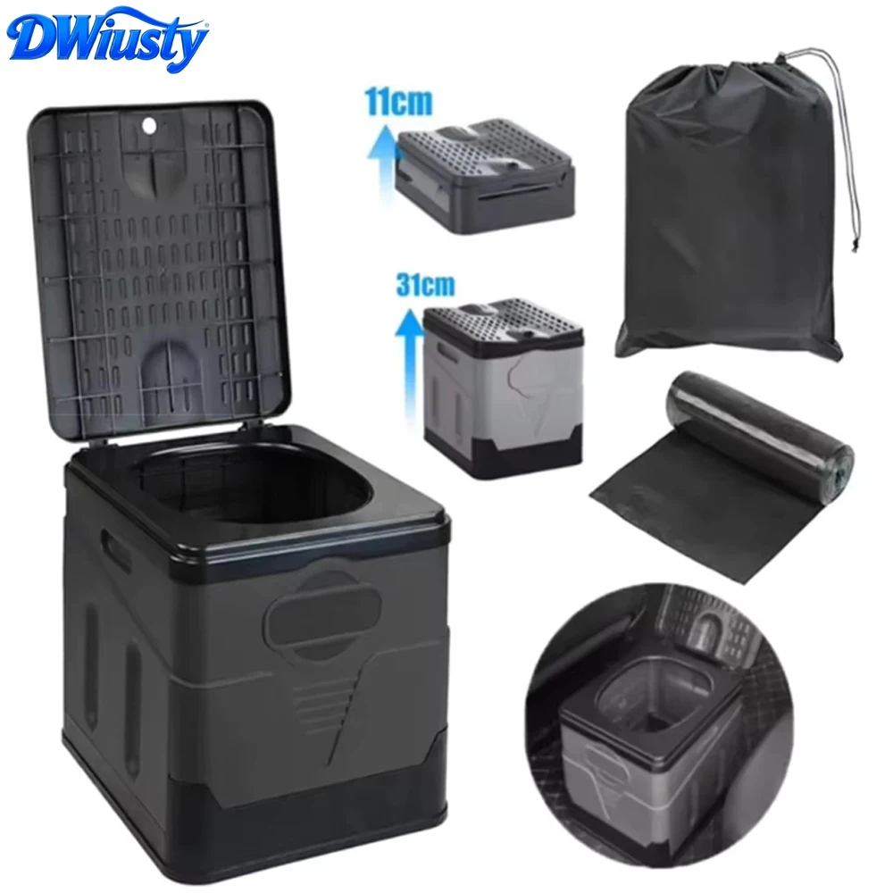 WC portable DWiusty, seau de toilette portable pour voiture, poubelle réutilisable, boîte de rangement pliable anti-odeur, toilettes d'urgence