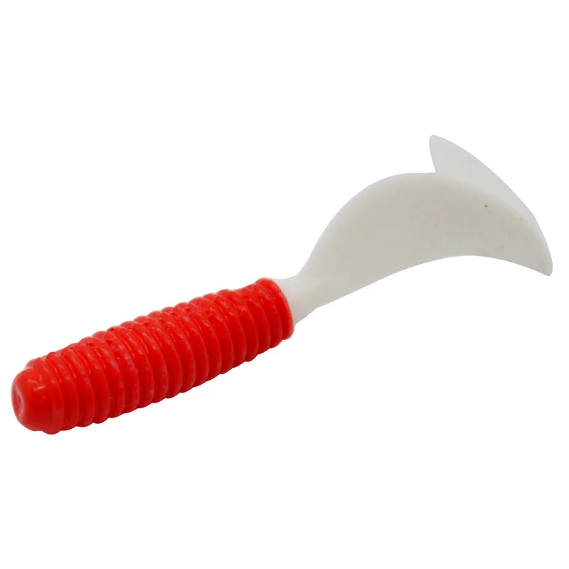 Natürlicher Lockstoff, Wurm, rot, weiß, Schwänze, Grub, Angelköder, weicher Köder, 7,5 cm/3,7 g, Fischbiss, echter Sens – Detail 4