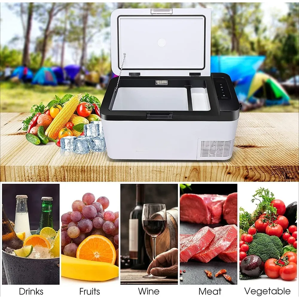 12 volt car refrigerator portable freezer electric cooler (-4 ° F-68 ° F) with 12/24V DC and 110V AC power cords