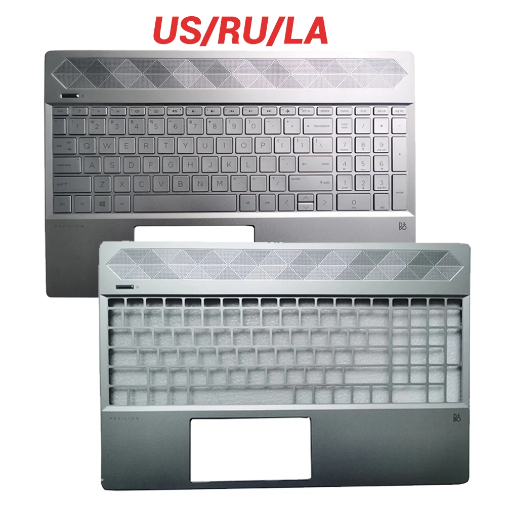 para hp pavilion 15 cw 15 cs tpn q208 tpn q210 eua russo latino teclado do portatil palmrest capa superior prata novo 01