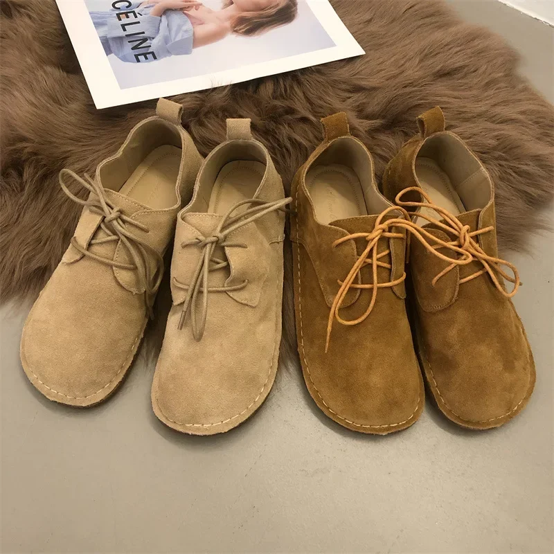 

Dropshipping British Style Fashion Comfortable Soft Leather Women's Single Shoes Retro Matte Leather Straps Casual Flats