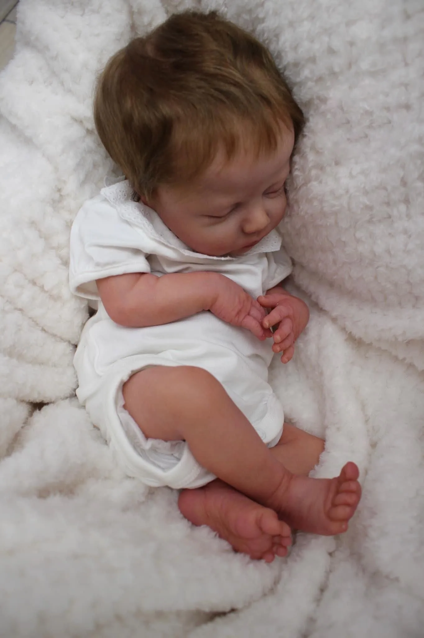 NPK 18 Zoll Neugeborene Babypuppe Reborn Deliah Weicher Kuschelkörper Lebensechte 3D-Haut mit sichtbaren Adern Hochwertige handgefertigte Puppe