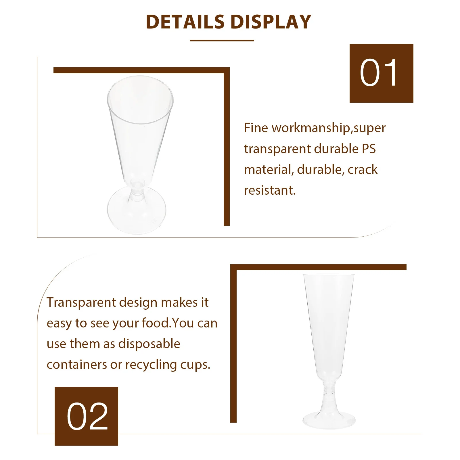 Vasos de plástico desechables transparentes, copas de vino para fiesta a la moda, copas de cóctel para bodas, 12 Uds.