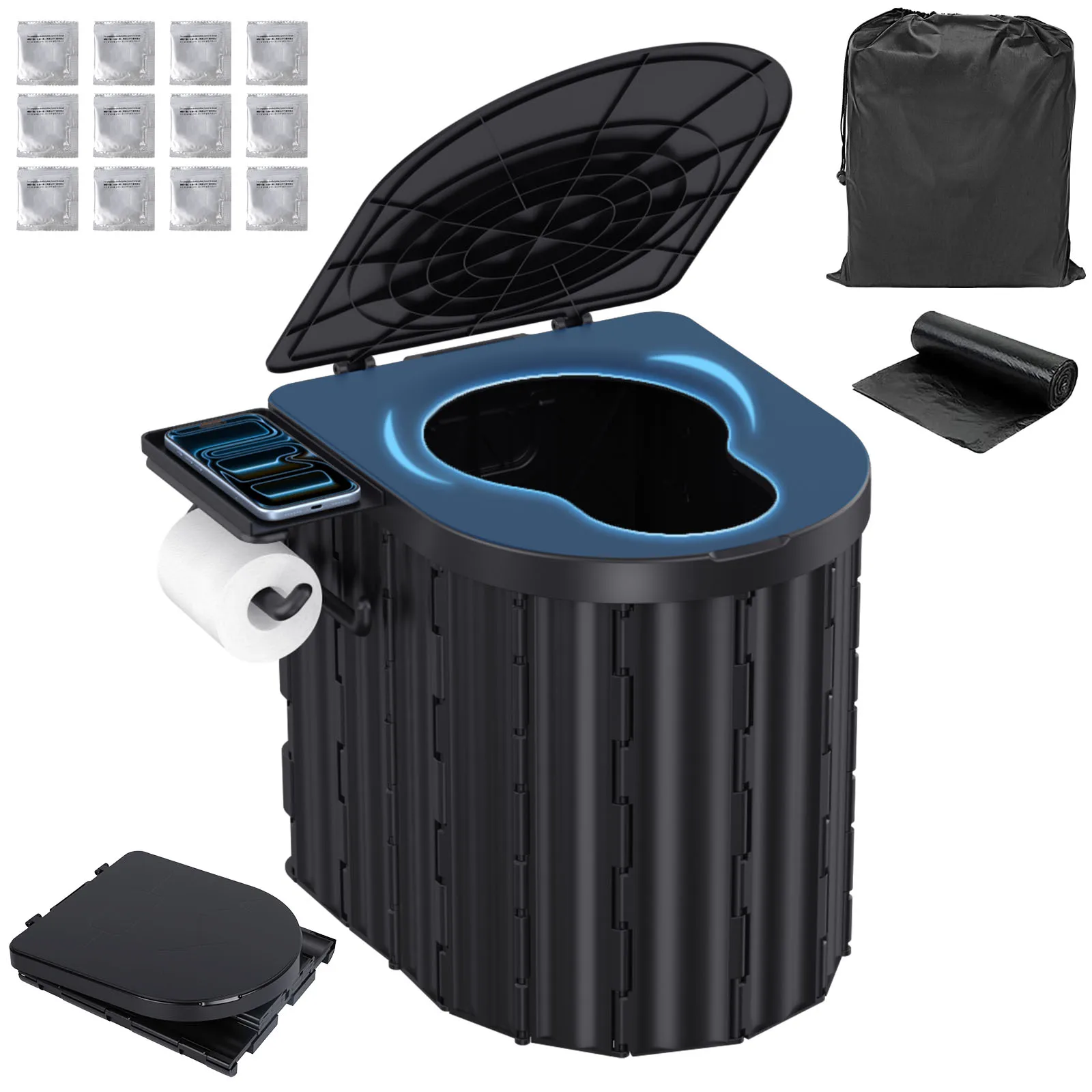 Inodoro Portátil Plegable para Camping, Viajes, Emergencias, Uso en Auto, para Adultos, Viajes en Auto