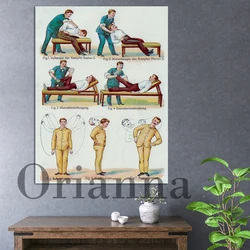 Retro Comic Sport Mid Century Naturopath Massage Wall Art Prints Posters Modern Home Physiotherapy Massage Shop Decor Painting