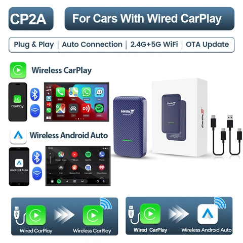Беспроводной Адаптер Carlinkit 4.0 2-в-1 Для Android Auto И CarPlay, Умный Автомобильный Бокс, Plug & Play, С Обновлением OTA