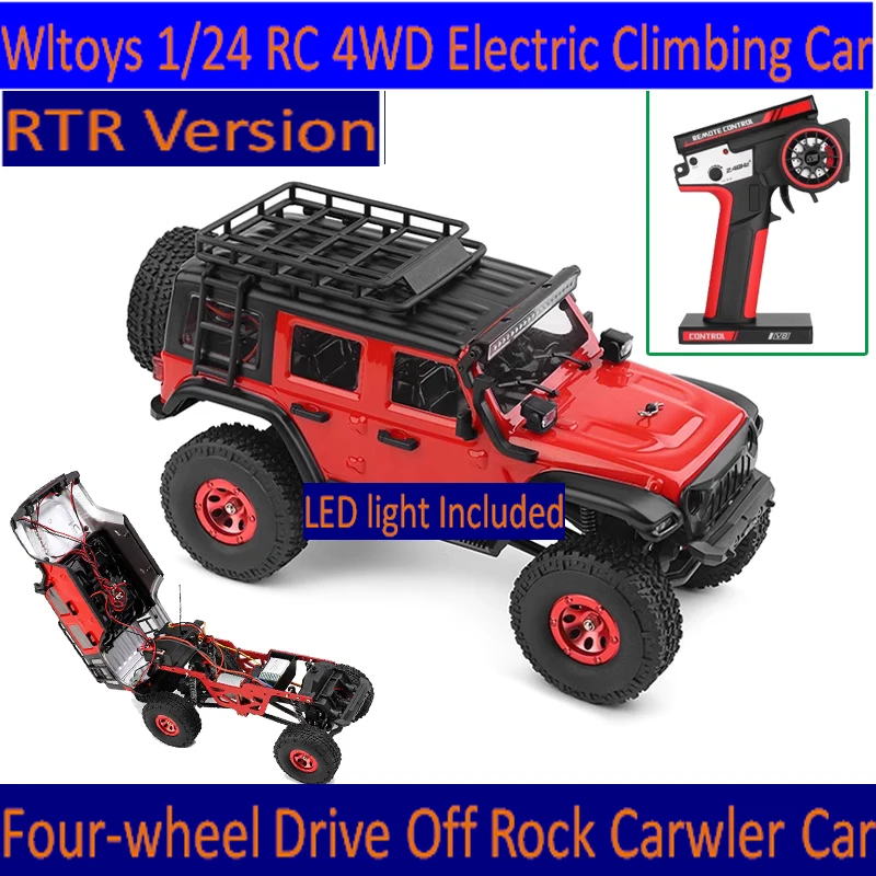 

WLtoys NEW 1/24 RC Climbing Car Rock Eelectric Remote Control Car Full Scale Controlled Lighting Included Toys Gift For boys