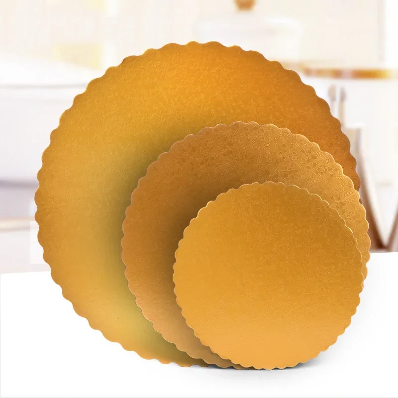 5pcs 6/8/12inch Cake Hard Paper Pad Wedding Birthday Party Trays Gold Card Board Flower Lace Round Cake Boards Cake Decorating