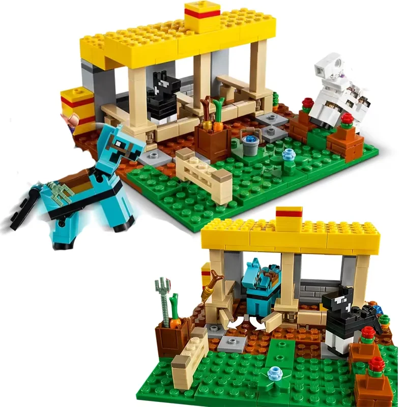 Compatible MOC Sets MC My World Series Building Blocks The Horse Stable Children's Toys Gift