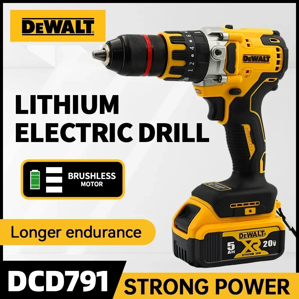 DEWALT bor tanpa kabel multifungsi, bor Motor tanpa sikat obeng Multi fungsi untuk rumah dapat diisi ulang alat listrik DCD791