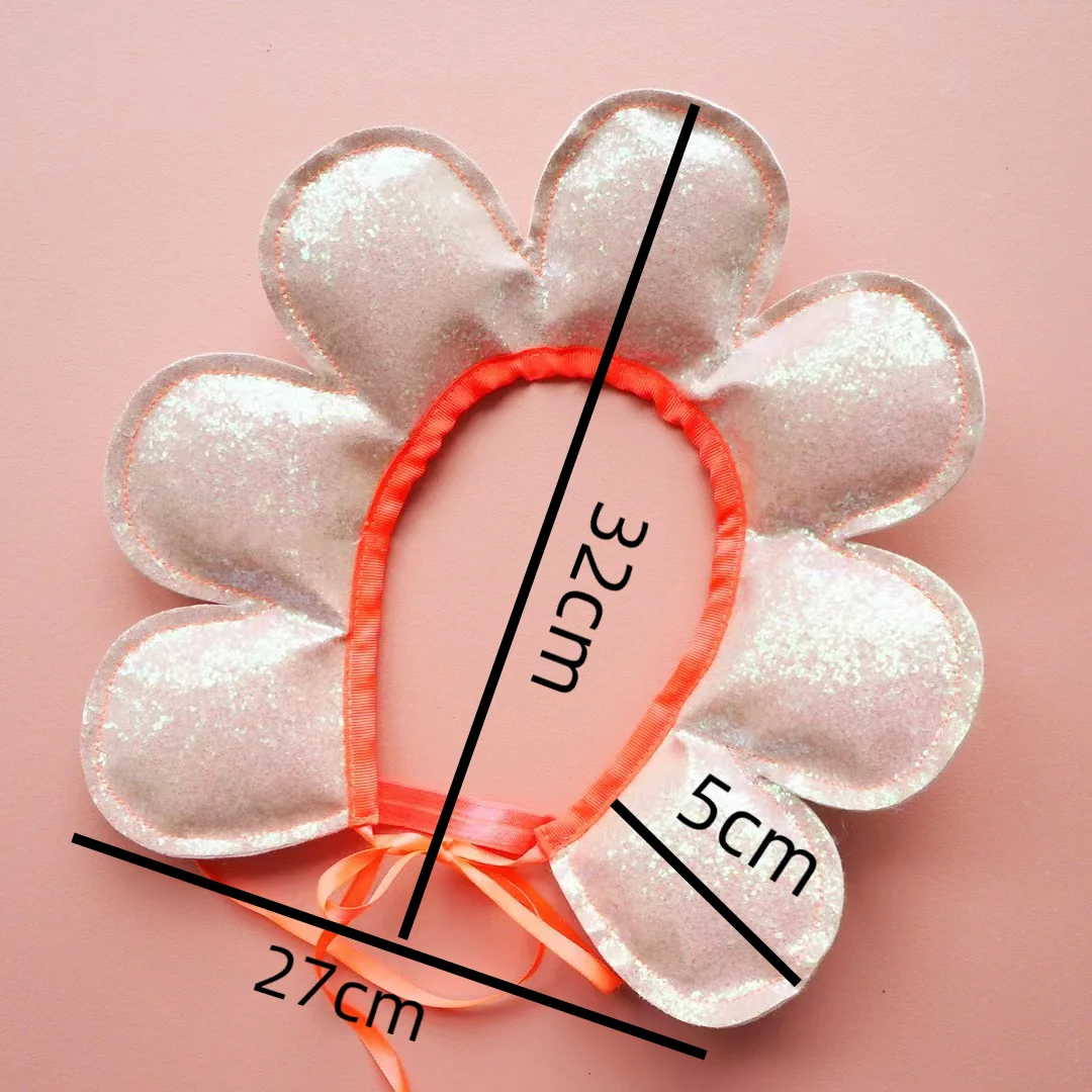 1 PC INS Girl Birthday Glitter Pink Flower Headwear Kids Sun Party Hat Photography Props Cloud Wand