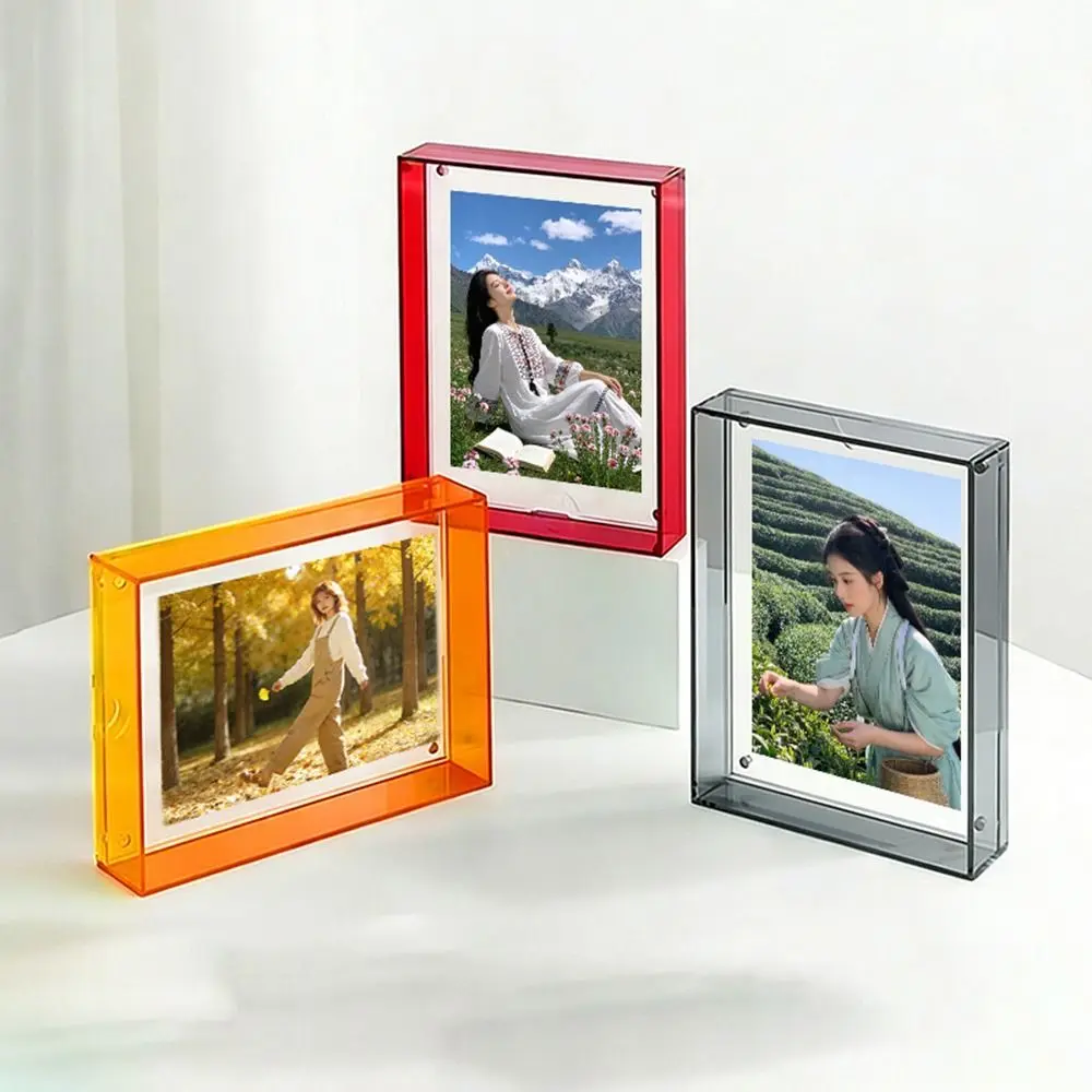 New Translucent Acrylic Photo Frame Colorful Message Board Holder Picture Frame Holder Magnetic Photo Display Stand Desk Display