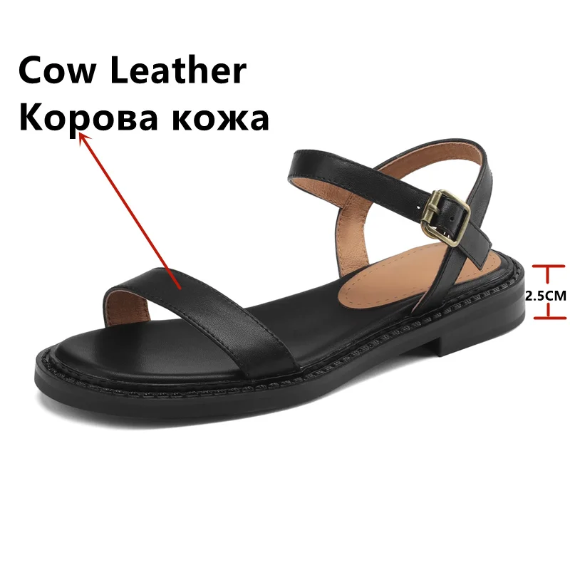 FEDONAS Concise Ankle Strap Women Sandals Genuine Leather Summer Casual Working Shoes Woman Low Heels Leisure Basic New Arrival