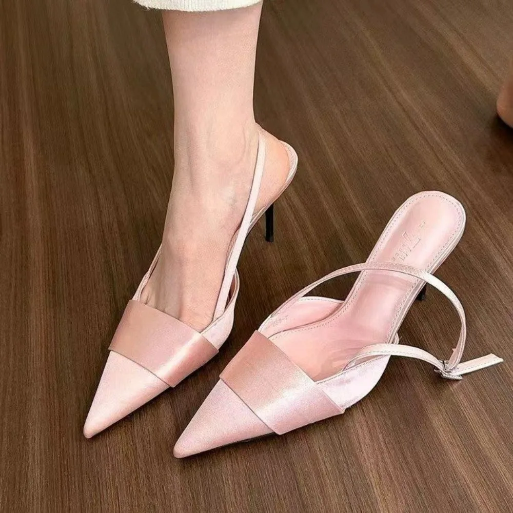 Sandals Women High Heels Shoes Fashion Summer Slippers New Pointed Toe Sexy Dress Wedding Pumps Slingback Mujer Zapatillas