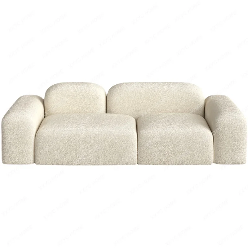 

Tofu Block Floor Modern Complete Home Designer Lambswool Fabric Square Sofa ARMA Elétrica Bolinha Gel