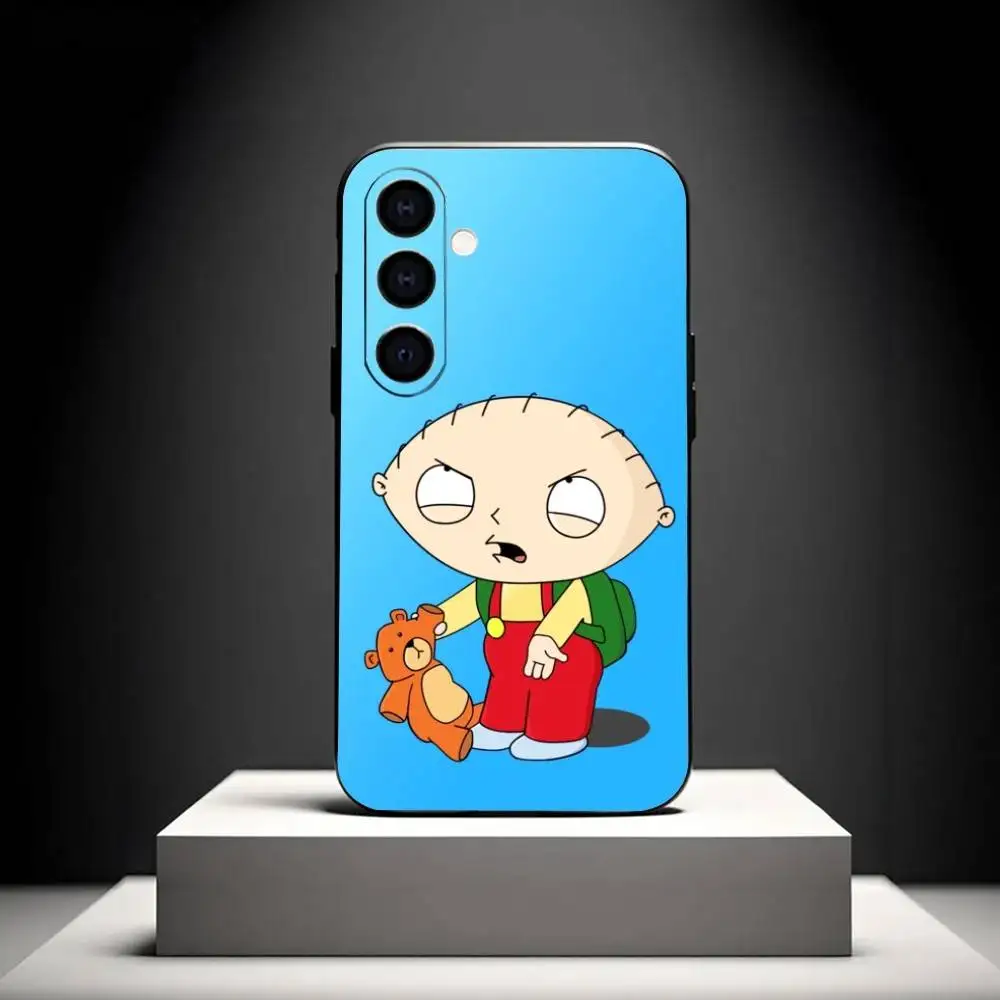 C-Cartoon F-Family Funny Guy حافظة لهاتف سامسونج جالاكسي A73، A72، A71، A70، A53، A52، A51، أخرى غلاف أسود ناعم