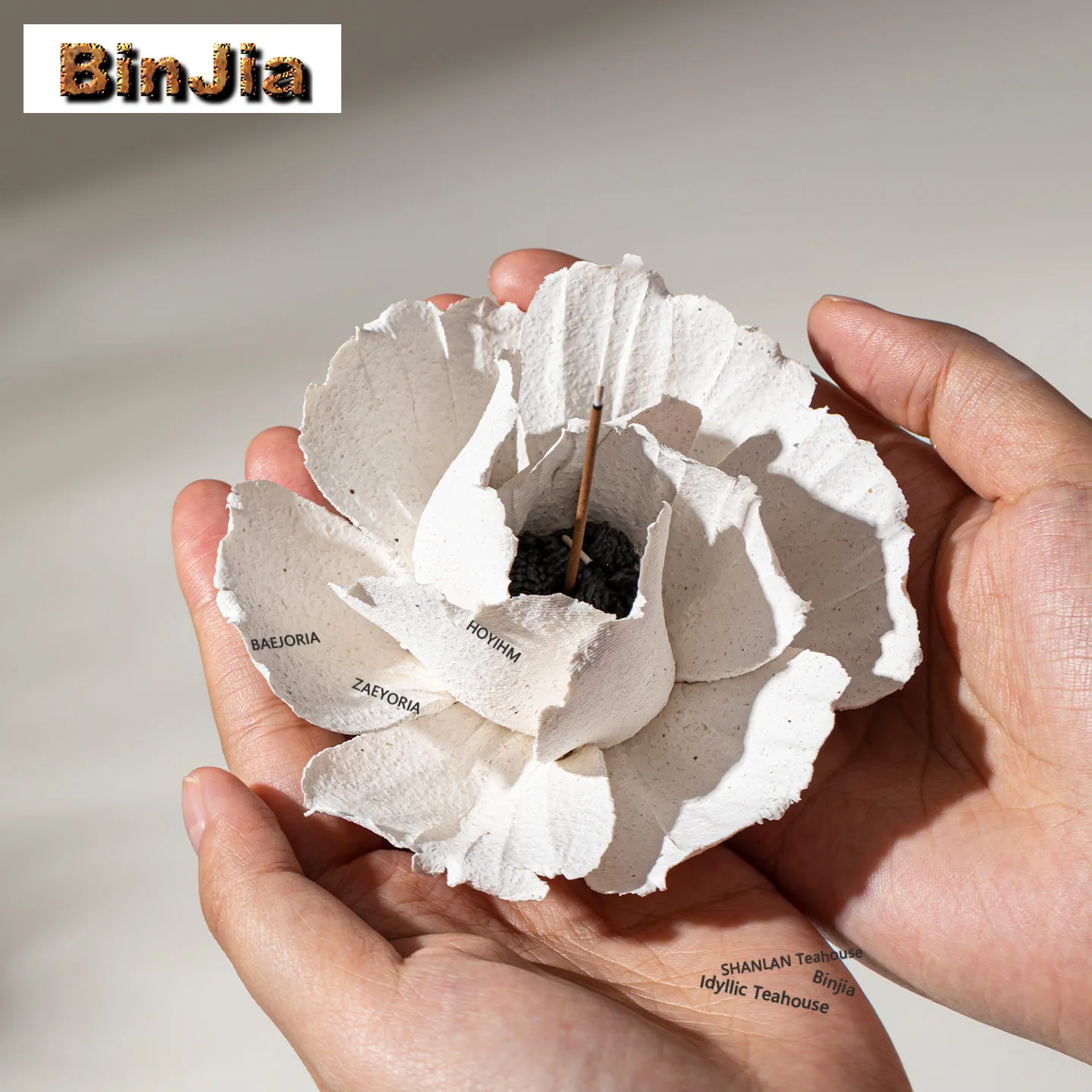 BAEJORIA Fingers Holding Flowers Incense Holder Water Fountain Decoration Incense Burners Consecrate Censer Cafes Ornaments Gift