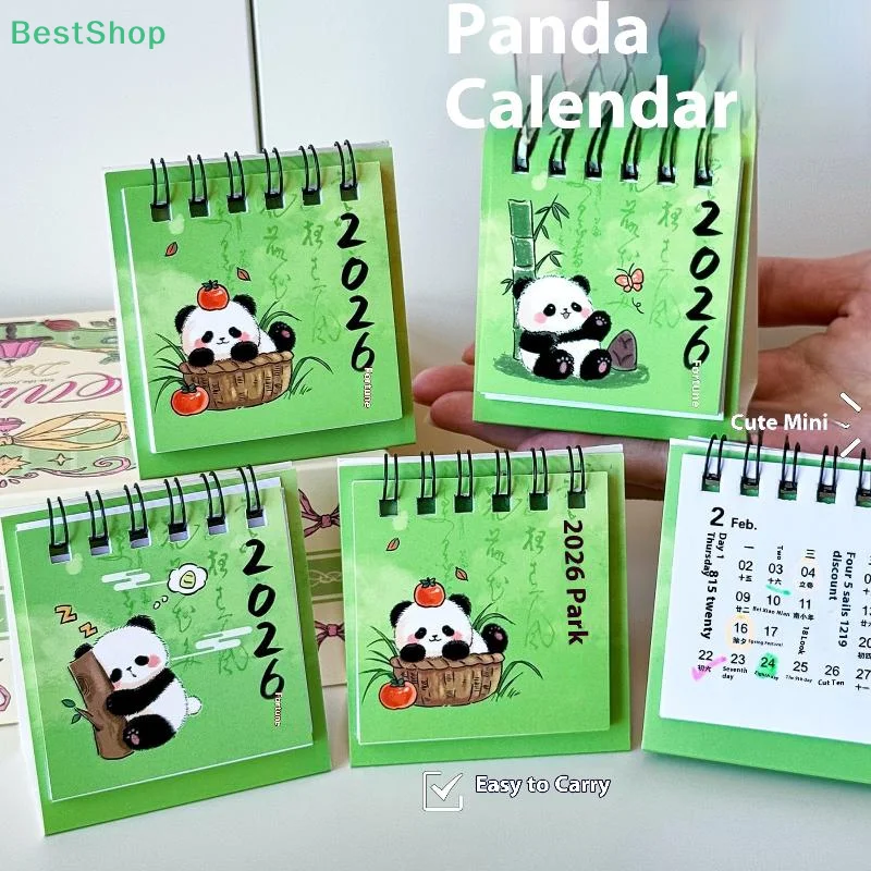 2026 Year Cartoon Panda Calendar Desktop Mini Calendar Clock In Program Student Rewards Creative Gifts