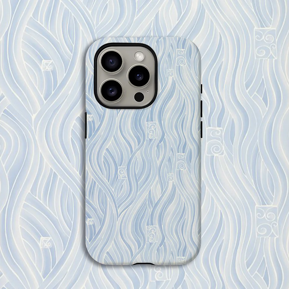 Blue Wave Line Pattern Phone Case for Samsung Galaxy S20 S23 S24 S25 S26 FE Plus Ultra Edge 4G 5G Luxury Double-layer Back Cover