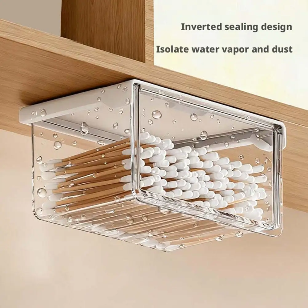 Plastic Drawer Style Storage Box Self Adhesive Makeup Storage Container Under the Mirror Cabinet Pull-Out Storage Case
