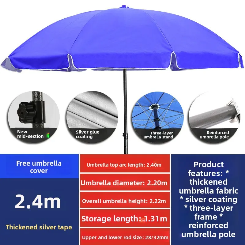 Outdoor Sun Umbrella Large Beach Market Stall Shade Rainproof Drop Shipping Patio Umbrella Picnic Umbrella Patio Furniture