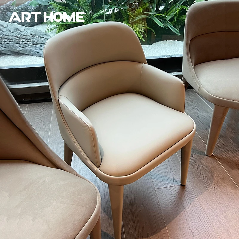 

Italian Minimalist Backrest Dining Chair High-end Leather Durable Breathable Chair Confortable Et Durable Dining Room Furniture