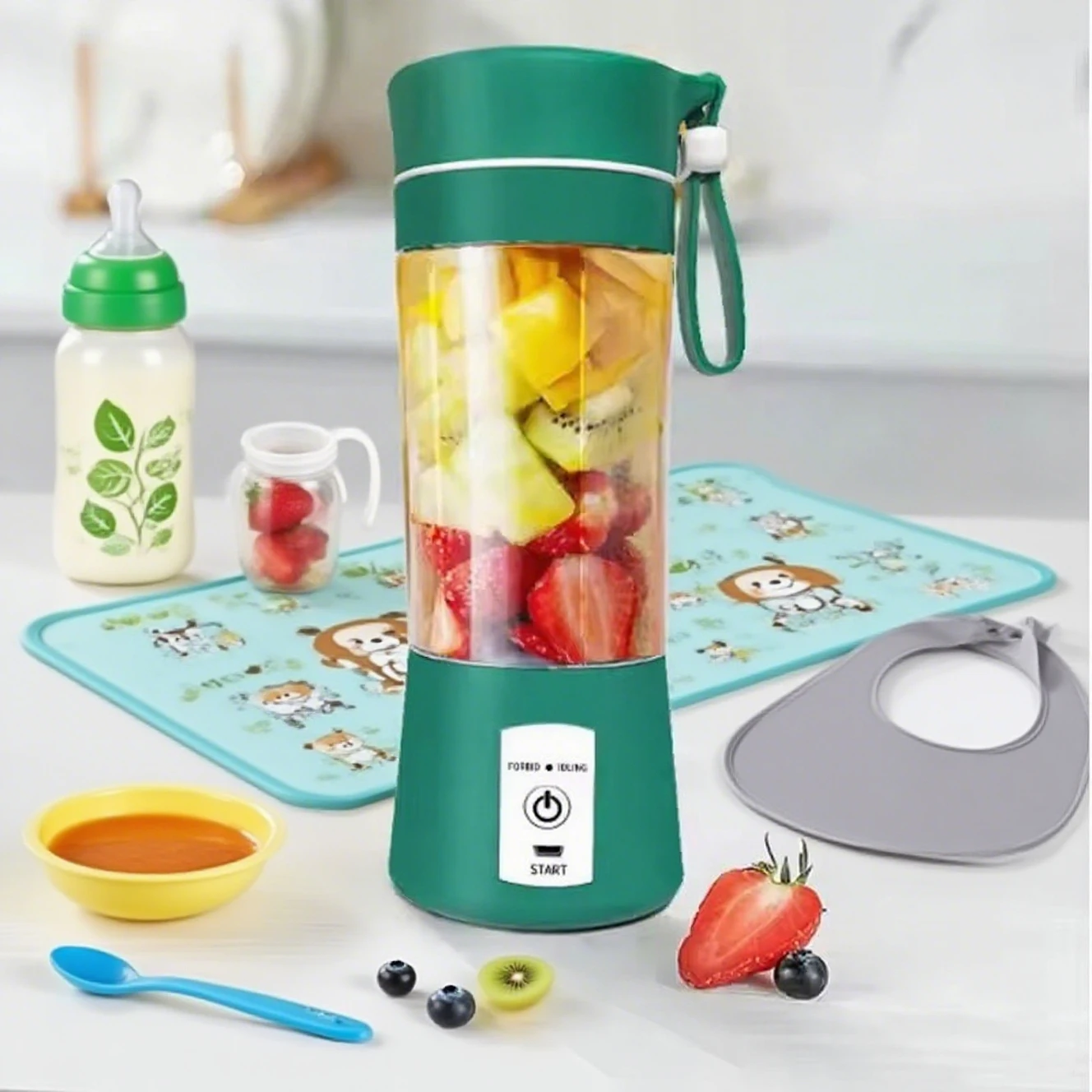 خلاط طعام الأطفال المحمول، خلاط صغير قابل لإعادة الشحن عبر USB لتنقية الرضع محلية الصنع، عصير الفاكهة، صانع العصائر