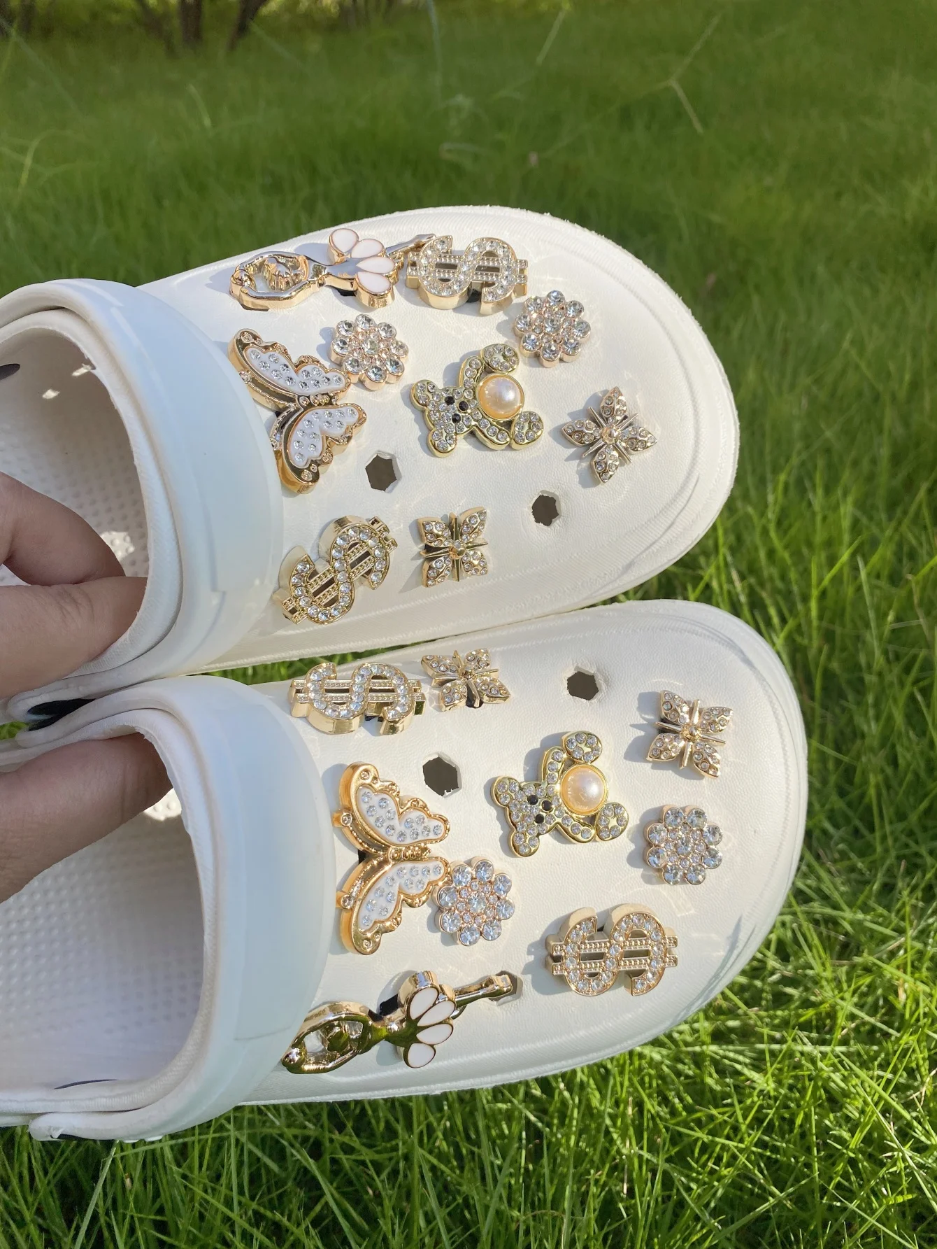 18pcs Fashionable Gold Tone Rhinestone Bear Shoe Boot Accessories Suitable For Clogs, Garden Shoes, Beach Shoes, DIY Detachable image 5