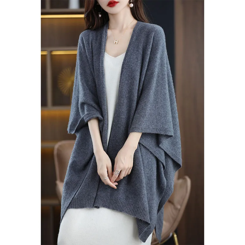 Spring And Autumn High-Quality Wool Shawl Women\'s Medium-Length Korean Version Of Sleeveless Casual Cashmere Cape Jacket