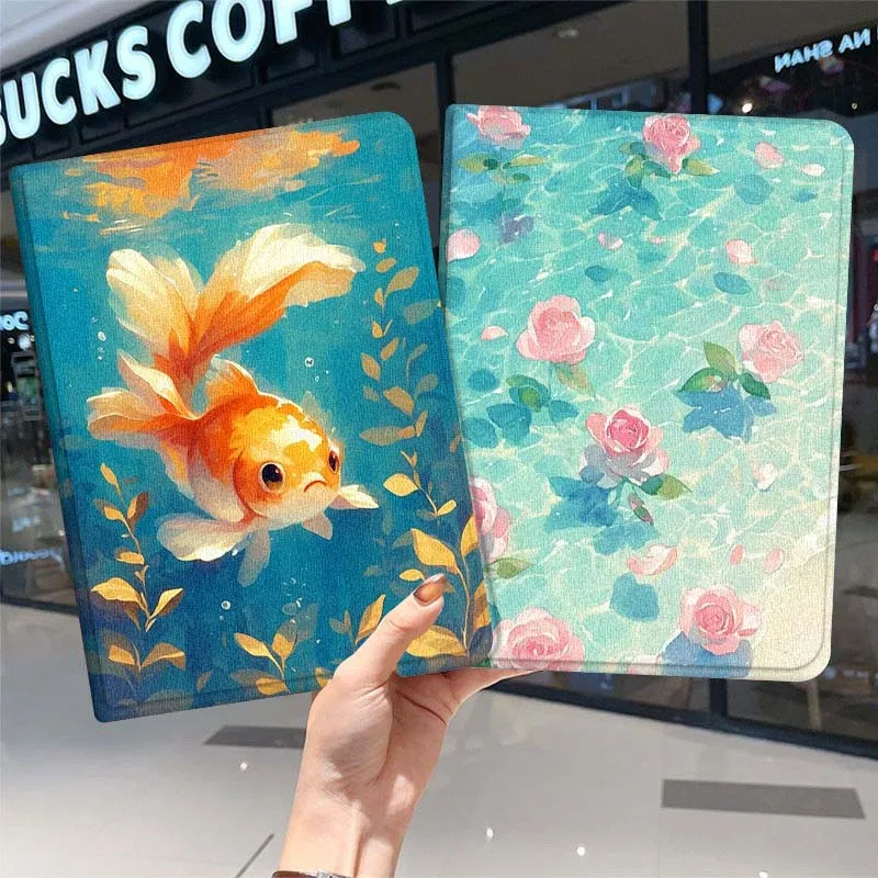 

Goldfish Flower For Samsung Galaxy Tab A7 A A8 A9 A11 S6 S11 10.1 10.4 10.5 Inch Lite PLus Tablet Case