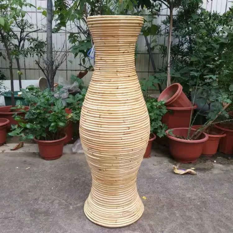 

80/100cm Rattan Floor Vase Home Decor Large Bamboo Rattan Living Room Decoration Handmade Flower Vase