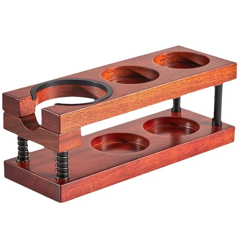 

Spring coffee base, multi-functional storage double-layer coffee handle solid wood bracket, Italian coffee powder base