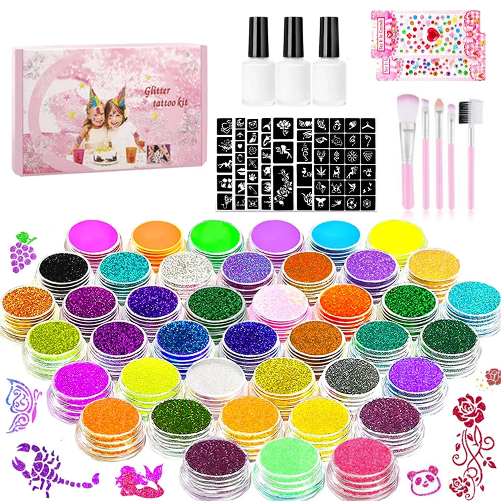 Face Painting Kit Body Paint Glitter Makeup Glow in the Dark Glitter Body Gel With Brush Party Festival Halloween Cosplay Makeup