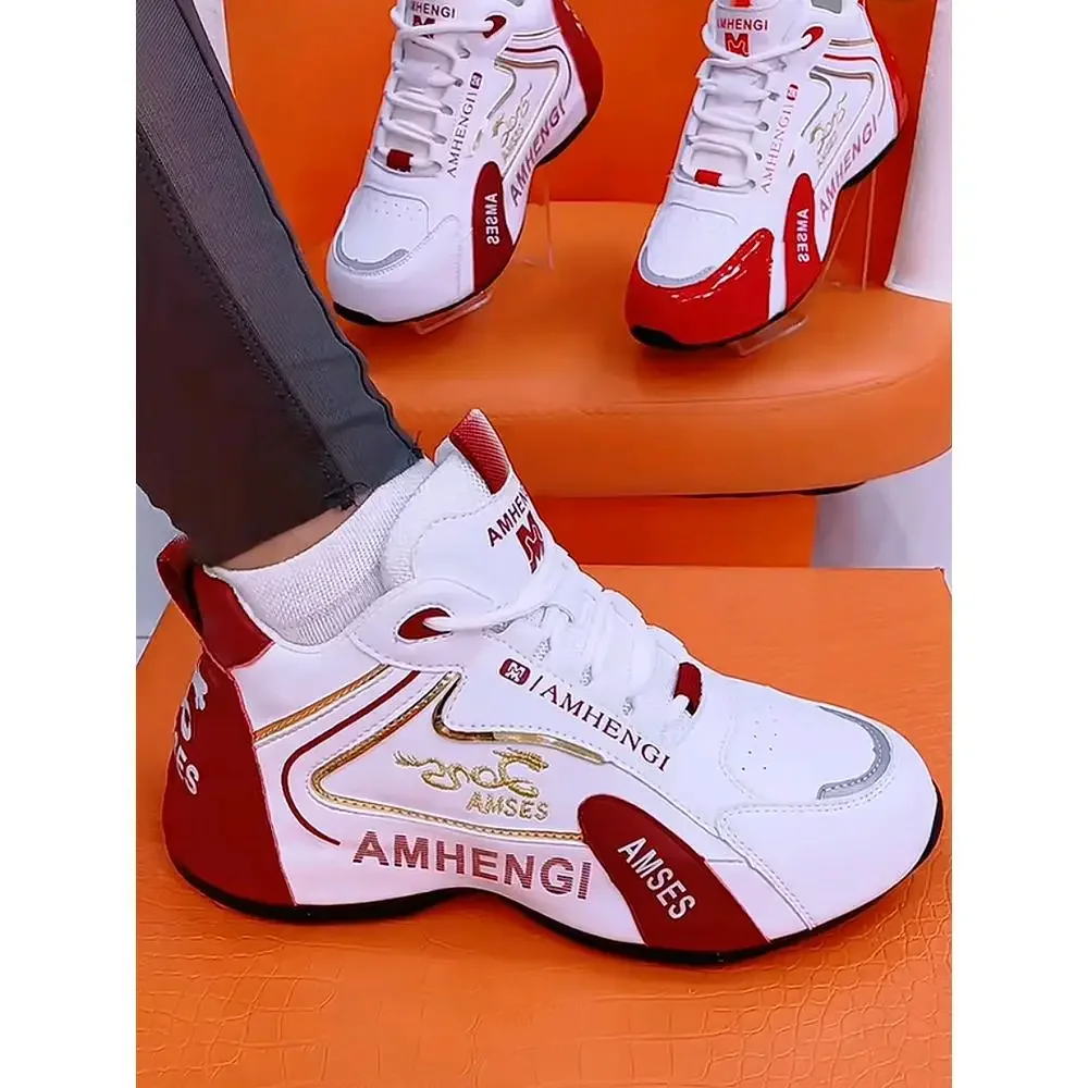

2026 New Men's Sports Shoes Embroidered Breathable Men's Sports Shoes Breathable Low with Lace-up Men's Platform Shoes.