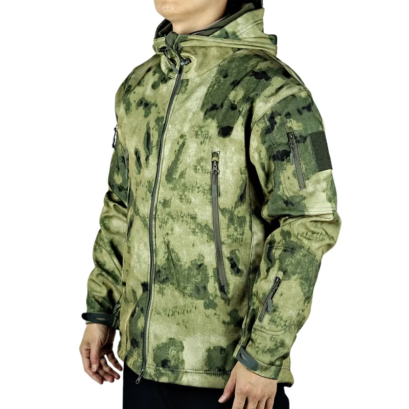 

Мужская тактическая куртка из софтшелла из кожи акулы, ветрозащитное военное пальто на флисовой подкладке